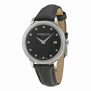 Raymond Weil Toccata Black Dial Diamond Black Leather Ladies Watch 5388-SLS-20081