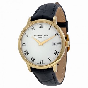 Raymond Weil Toccata White Dial Black Leather Strap Men's Watch 5588-PC-00300
