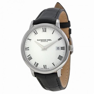 Raymond Weil Toccata White Dial Black Leather Strap Men's Watch 5588-STC-00300