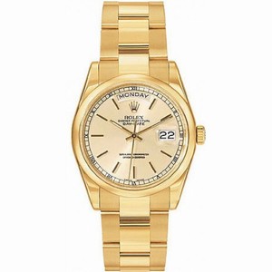 Rolex Day Date Champagne Index Dial Oyster Bracelet 18k Yellow Gold Men's Watch 118208CSO