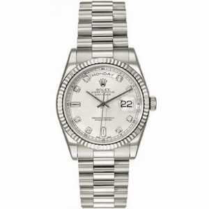 Rolex Day-Date Silver Dial 18K White Gold President Automatic Men's Watch 118239SSP