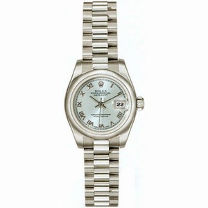 Rolex Lady-Datejust 26 Blue Dial Platinum President Automatic Ladies Watch 179166BLRP