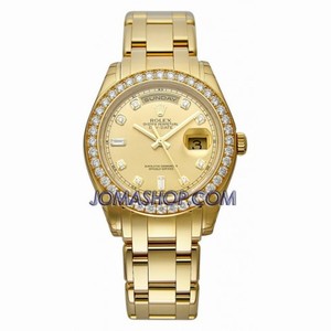 Rolex Day Date Champage Diamond Dial 18k Yellow Gold Oyster Bracelet Diamond Bezel Men's Watch 18948CDO