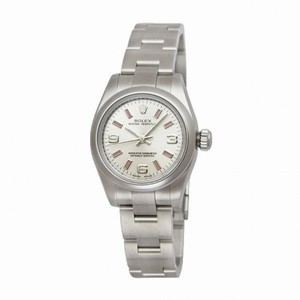 Rolex No Date Silver Arabic Pink Index Dial Oyster Bracelet Ladies Watch 176200SAPSO