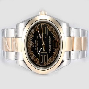 Rolex Air-King 5501 Stainless Steel with 18k Gold Bezel Silver 18k Gold Strap Watch