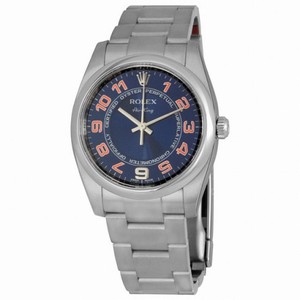 Rolex Oyster Perpetual 34 Blue Concentric Dial Stainless Steel Rolex Oyster Automatic Men's Watch 114200BLCOAO