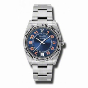 Rolex Airking Blue Concentric Arabic Dial Fluted 18k White Gold Bezel Oyster Bracelet Men's Watch 114234BLCAO