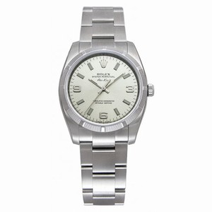 Rolex Airking Silver Arabic and Index Dial Engine Turned Bezel Men's Watch 114210SASO
