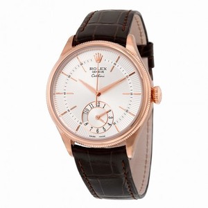 Rolex Cellini Dual Time Silver Dial 18kt Everose Gold Men's Watch 50525SSBRL