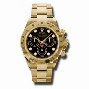 Rolex Cosmograph Daytona Black Dial 18kt Yellow Bracelet Gold Men's  Watch116528BKDO
