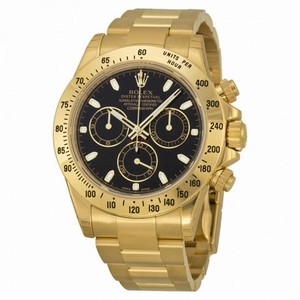 Rolex Cosmograph Daytona Black Dial 18t Yellow Gold Oyster Bracelet Men's Watch 116528BKSO