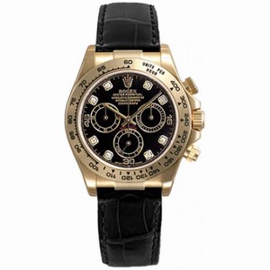 Rolex Cosmograph Daytona Black Diamond Dial Leather Bracelet Tachymeter Bezel 18k White Gold Men's Watch 116519BKDL