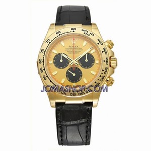Rolex Cosmograph Daytona Champane Dial Black Leather Bracelet Men's Watch 116589MDL