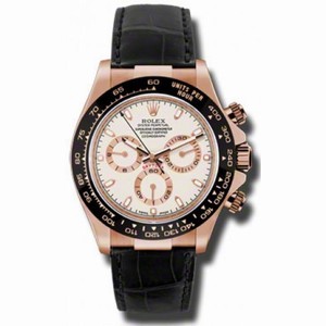 Rolex Cosmograph Daytona Ivory Dial Automatic Black Leather Men's Watch 116515ISL