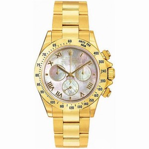 Rolex Cosmograph Daytona Mother of Pearl Roman Dial 18k Yellow Gold Oyster Bracelet Men's Watch 116528MRO