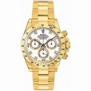 Rolex Cosmograph Daytona White Diamond Dial 18k Yellow Gold Oyster Bracelet Men's Watch 116528WDO
