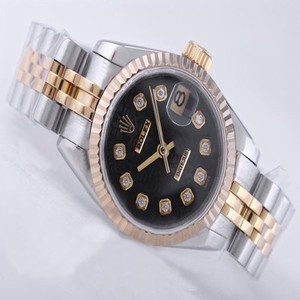 Rolex Datejust 116203BKJRO Silver 18k Gold Strap Black Dial 26mm Watch