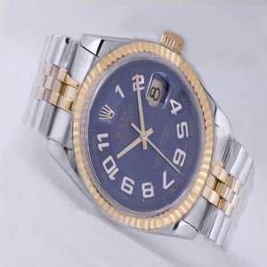 Rolex Datejust 116203BLCAJ Mens Silver 18k Gold Strap Stainless Steel with 18k Gold Bezel Watch