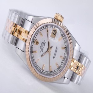 Rolex Datejust 116231 Silver 18k Gold Strap White Dial Round Watch