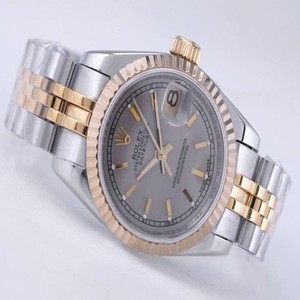 Rolex Datejust 116231 Stainless Steel with 18k Gold Bezel Grey Dial Silver 18k Gold Strap Watch