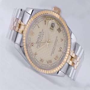Rolex Datejust 116233 Gold Dial Round Stainless Steel Case Watch