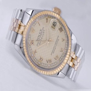 Rolex Datejust 116233 Mens Silver 18k Gold Strap Round Watch