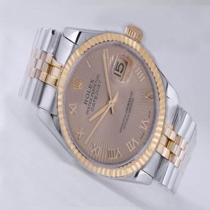 Rolex Datejust 116233 Round Pink Dial Silver 18k Gold Strap Watch