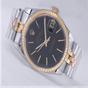Rolex Datejust 116233 Round Silver 18k Gold Strap Mens Watch