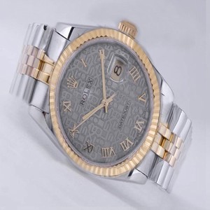 Rolex Datejust 116233 Silver 18k Gold Strap 36mm Grey Dial Watch