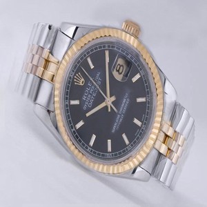 Rolex Datejust 116233 Silver 18k Gold Strap Black Dial Watch