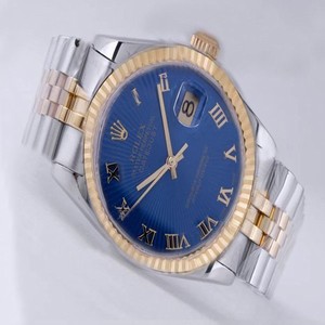 Rolex Datejust 116233 Silver 18k Gold Strap Blue Dial Round Watch