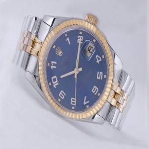 Rolex Datejust 116233 Silver 18k Gold Strap Stainless Steel with 18k Gold Bezel Blue Dial Watch