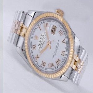 Rolex Datejust 116233 White Dial 36mm Silver 18k Gold Strap Watch