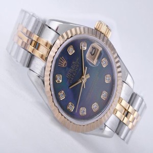 Rolex Datejust 116233BLJDJ Silver 18k Gold Strap Womens 26mm Watch