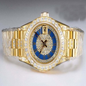 Rolex Datejust 116238 Round Blue Dial Gold 18k Gold Strap Watch