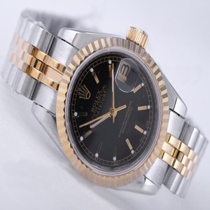 Rolex Datejust 116244 Round Silver 18k Gold Strap Womens Watch