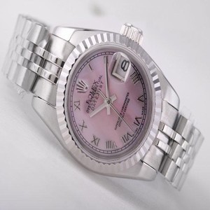 Rolex Datejust 118209 Round Silver Stainless Steel Strap Pink Dial Watch