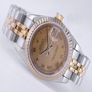 Rolex Datejust 16013 Round Silver 18k Gold Strap Womens Watch