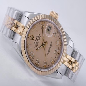 Rolex Datejust 16233 Gold Dial Round Silver 18k Gold Strap Watch