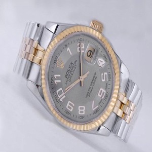 Rolex Datejust 16233 Stainless Steel with 18k Gold Bezel Grey Dial Stainless Steel Case Watch