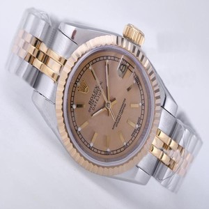 Rolex Datejust 16233 Stainless Steel with 18k Gold Bezel Silver 18k Gold Strap Watch