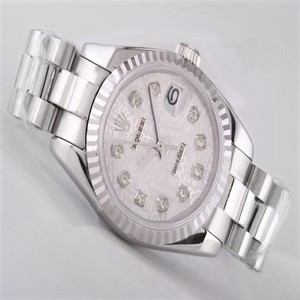 Rolex Datejust 16234 Red Dial Round Silver Stainless Steel Strap Watch