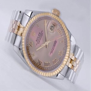 Rolex Datejust 16234 Round Stainless Steel Case Pink Dial Watch