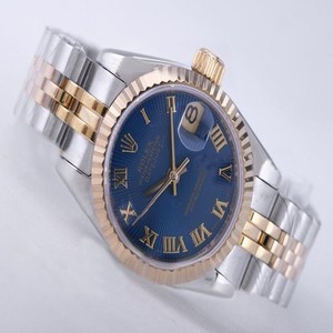 Rolex Datejust 178343 Silver 18k Gold Strap Stainless Steel with 18k Gold Bezel Blue Dial Watch