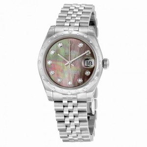 Rolex Datejust 31 Automatic Dark Mother of Peal Diamond Dial Stainless Steel and 18kt White Gold Ladies Watch 178344BKMDJ