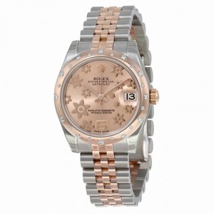 Rolex Datejust 31 Automatic Pink Floral Dial Diamond Steel and 18kt Pink Gold Ladies Watch 178341PFAJ