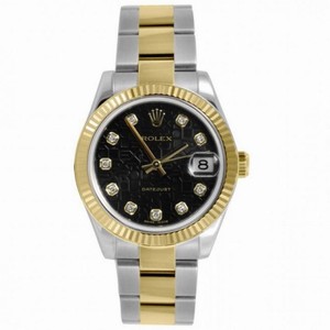 Rolex Datejust 31 Black Jubilee Diamond Dial Steel and 18K Yellow Gold Oyster Ladies Automatic Watch 178273BKJDO