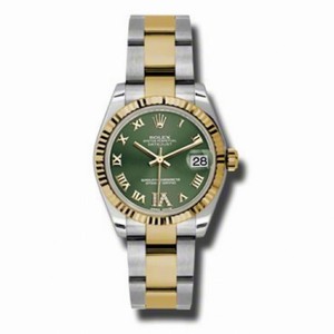 Rolex Datejust 31 Green Dial Stainless Steel 18K Yellow Gold Automatic Ladies Watch 178273GNRO