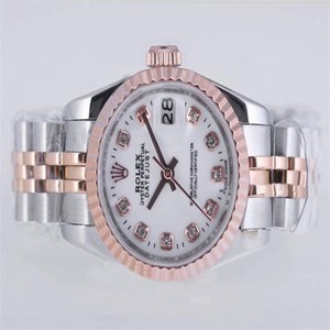 Rolex Datejust 68273 Round White Dial Silver Rose Gold Strap Watch