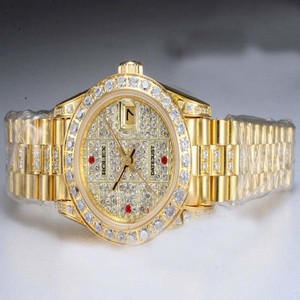 Rolex Datejust 6917 Diamond Dial Round Gold 18k Gold Strap Watch